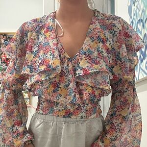 Zara rainbow blouse XS